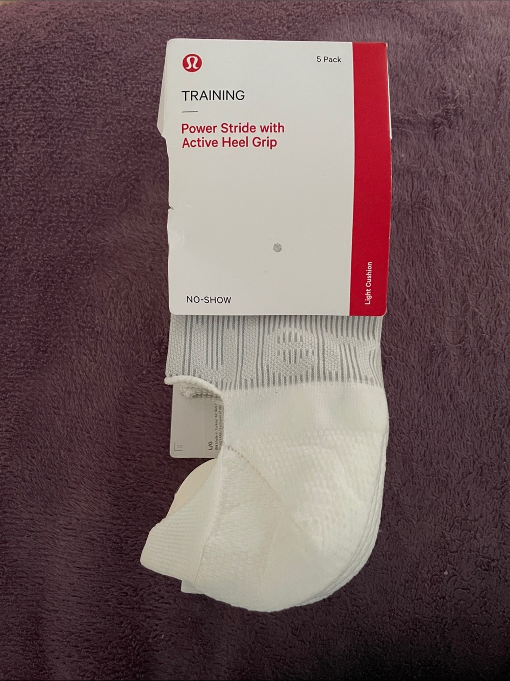 Lululemon Athletica 5 Pairs No-Show White Training Socks, Large